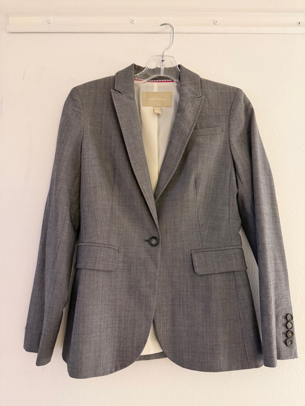 Banana Republic Gray Single-Button Wool-Blend Blazer